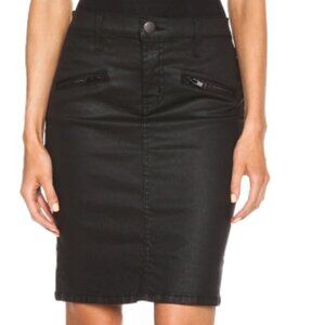 CURRENT/ELLIOTT The Soho Zip Stiletto Pencil Skirt in Black Coated Color SIze 28
